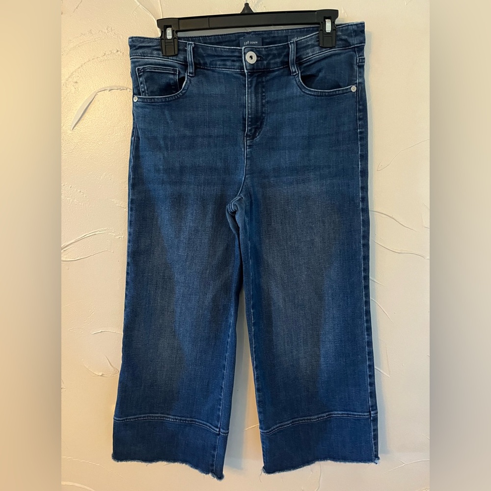J Jill Full Leg Crops High Rise Ink Wash Jeans SZ 8